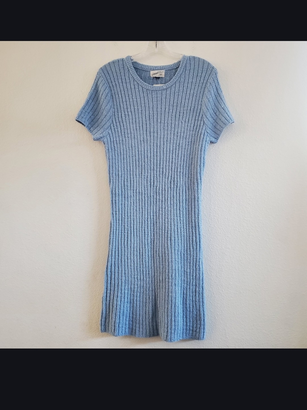 Universal Thread Light Blue Ribbed Knit Short Sleeve Dress
